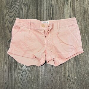American Eagle Womens Striped Chino Shorts Mid Rise Flat Front Light Pink Size 4